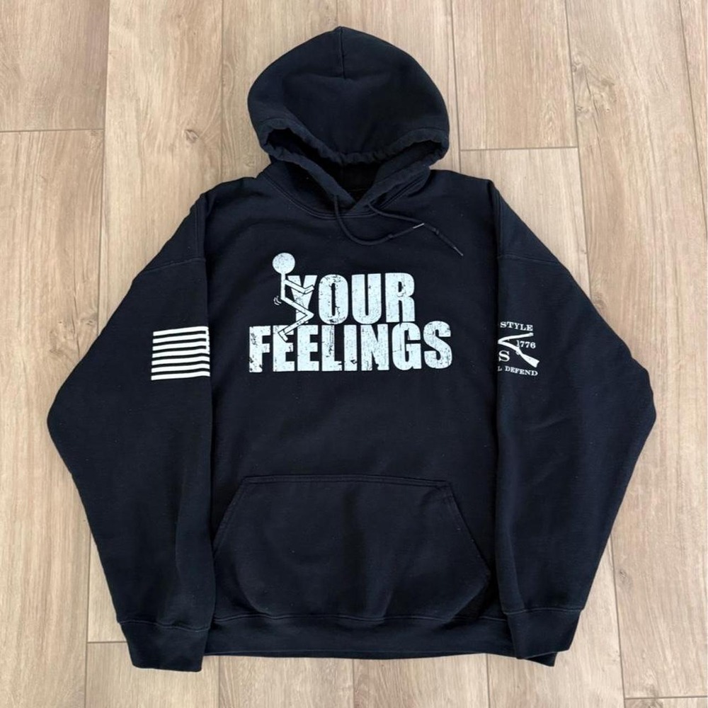 Grunt Style Your Feelings Hoodie Mens XXL Black Graphic Pullover Sweatshirt